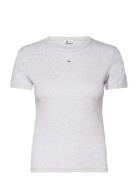 Tjw Slim Essential Rib Ss Tops T-shirts & Tops Short-sleeved Grey Tomm...