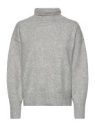 Funnel Neck Knit Sweater Tops Knitwear Turtleneck Grey Gina Tricot