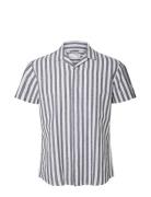 Slhrelaxnew-Linen Shirt Ss Resort Tops Shirts Short-sleeved Blue Selec...