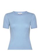 Knit T-Shirt Tops T-shirts & Tops Short-sleeved Blue Rosemunde