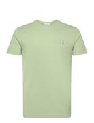 Slim Tonal Shield Pique Ss Tshirt Tops T-shirts Short-sleeved Green GA...