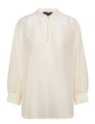 D2. Lyocell Silk Pop Over Blouse Tops Blouses Long-sleeved White GANT
