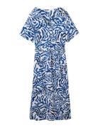 Printed Wrap Dress Polvipituinen Mekko Blue Tom Tailor