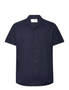Slhreg-West Shirt Ss Resort Camp Tops Shirts Short-sleeved Blue Select...