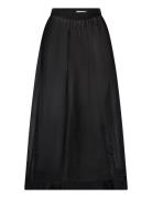 Hayden Pleated Wide Organza Midi Skirt Polvipituinen Hame Black Malina