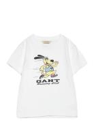 Gant Running Dog Print T-Shirt Tops T-shirts Short-sleeved White GANT