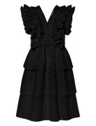 Yasruna Cs Ruffle Dress - D2D Lyhyt Mekko Black YAS