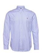 Custom Fit Striped Stretch Oxford Shirt Tops Shirts Casual Blue Polo R...