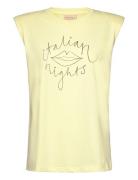 Cotton T-Shirt With Shoulderpads Tops T-shirts & Tops Sleeveless Yello...