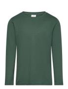 Top L S Slub Basic Tops T-shirts Long-sleeved T-shirts Green Lindex