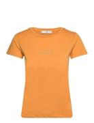 Logo Cotton T-Shirt Tops T-shirts & Tops Short-sleeved Orange Mango
