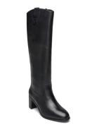 Carla Burnished Leather Ridingtk! Boot Korkeavartiset Saapikkaat Black...