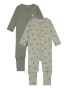 Nbmnightsuit 2P Zip Ff Green Dino Noos Pyjama Sie Jumpsuit Haalari Gre...