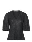 305 Myra Top Tops Blouses Short-sleeved Black Ida Sjöstedt