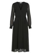 Vifalia V-Neck L/S Midi Dress - Noos Polvipituinen Mekko Black Vila