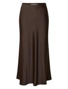 Slflena Hw Midi Skirt Noos Polvipituinen Hame Brown Selected Femme