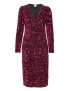 Yaspinko Sequin Ls Midi Dress - Show Polvipituinen Mekko Red YAS