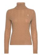 Wool-Cashmere Cable Turtleneck Sweater Tops Knitwear Turtleneck Beige ...