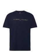 Tjm Reg Gold Linear Logo Tee Ext Tops T-shirts Short-sleeved Navy Tomm...