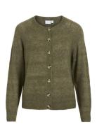 Vijulaja O-Neck L/S Knit Cardigan Tops Knitwear Cardigans Khaki Green ...