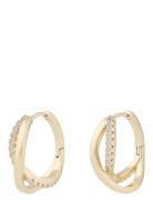 Ace Double Round Ear G/Clear Accessories Jewellery Earrings Hoops Gold...