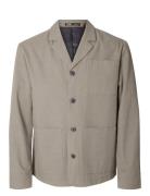 Slh-Smith Seersucker Hybrid Blz Ohut Takki Beige Selected Homme