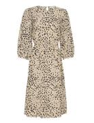 Mschangelina 3/4 Dress Aop Polvipituinen Mekko Beige MSCH Copenhagen