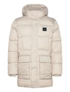 Long Hooded Quilt Puffer Mw Villakangastakki Pitkä Takki Beige Calvin ...