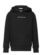 Printed Hoody Tops Sweat-shirts & Hoodies Hoodies Black Tom Tailor