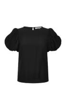 Msbaya Short Sleeve Blouse Tops Blouses Short-sleeved Black Minus