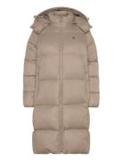 Down Long Puffer Topattu Pitkä Takki Beige Calvin Klein Jeans