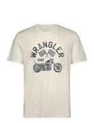 Americana Tee Tops T-shirts Short-sleeved Cream Wrangler