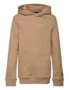 Script Embroidered Hoodie Tops Sweat-shirts & Hoodies Hoodies Beige Ly...