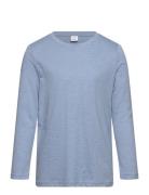 Top L S Slub Basic Tops T-shirts Long-sleeved T-shirts Blue Lindex