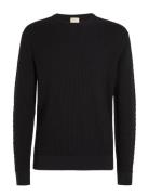 Small Basquet Weave Cn Sweater Tops Knitwear Round Necks Black Calvin ...