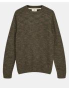 Aksune Space Yarn Crew Neck Tops Knitwear Round Necks Khaki Green Aner...