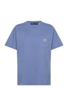 Logo Cotton Jersey Pocket Tee Tops T-shirts & Tops Short-sleeved Blue ...