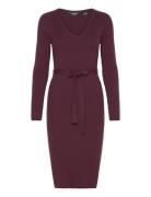 Vmmsaba Rib Ls V-Neck Belt Dress Ga Polvipituinen Mekko Burgundy Vero ...