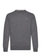 Superfine Lambswool C-Neck Tops Knitwear Round Necks Grey GANT