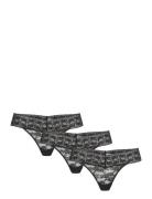 Brief Thong Low Lacey 3 Pack Stringit Alusvaatteet Black Lindex