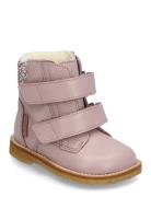 Boots - Flat - With Velcro Talvikengät Tarroilla Pink ANGULUS