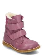 Boots - Flat - With Velcro Talvikengät Tarroilla Pink ANGULUS