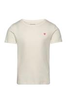 Solid Rib T-Shirt Tops T-shirts Short-sleeved Cream Tom Tailor