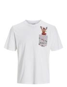 Jjxmas Pocket Tee Ss Crew Neck Tops T-shirts Short-sleeved White Jack ...