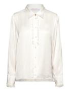 Nicoline Satin Blouse Tops Blouses Long-sleeved White BUSNEL