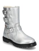 Boots - Flat - With Zipper Bootsit Nauhalliset Saapikkaat Silver ANGUL...