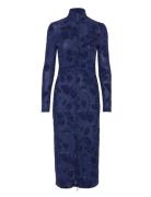 Gathered Long Sleeve Midi Dress, 22 Polvipituinen Mekko Blue STINE GOY...