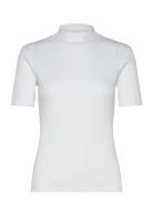 Core Mock Neck Rib T-Shirt Tops T-shirts & Tops Short-sleeved White Sc...