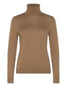 Silk-Blend Turtleneck Sweater Tops Knitwear Turtleneck Khaki Green Lau...