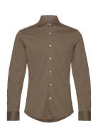 Dressed Jersey Shirt-Slim Fit Tops Shirts Casual Khaki Green Morris